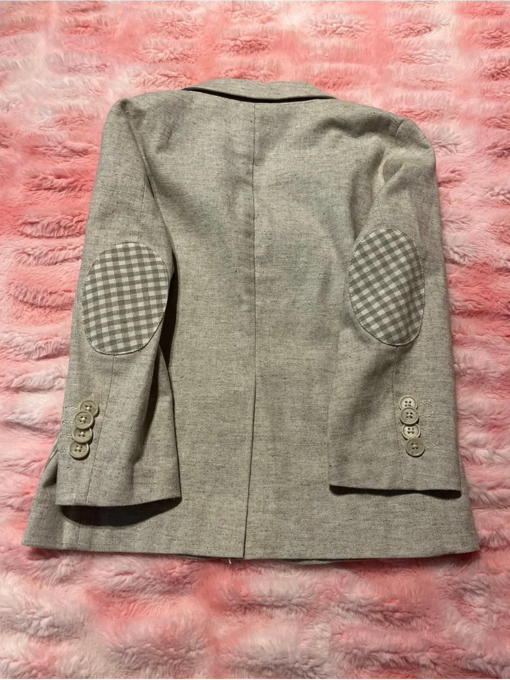 Isaac Mizrahi Kids Beige Blazer with Gingham Patch Pockets